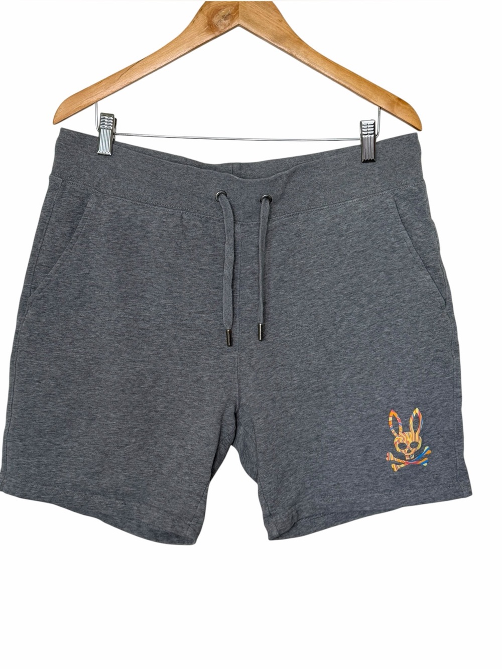 Psycho Bunny Gray Drawstring Lounge Shorts with Embroidered Bunny large